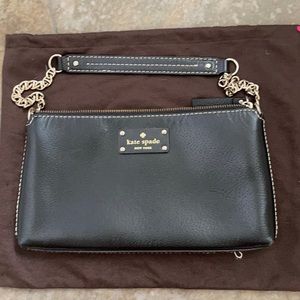 Kate Space black leather clutch